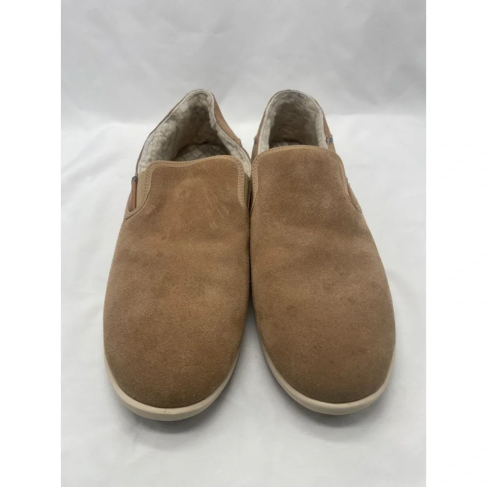 Olukai Shoes Mens 12 Hele Malie Tan Leather‎ Suede Wool Lining